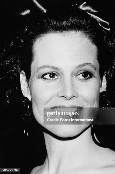 Actress Sigourney Weaver pictured at the 59th Academy Awards, at the Dorothy Chandler Pavilion, Los Angeles, March 30th 1987.