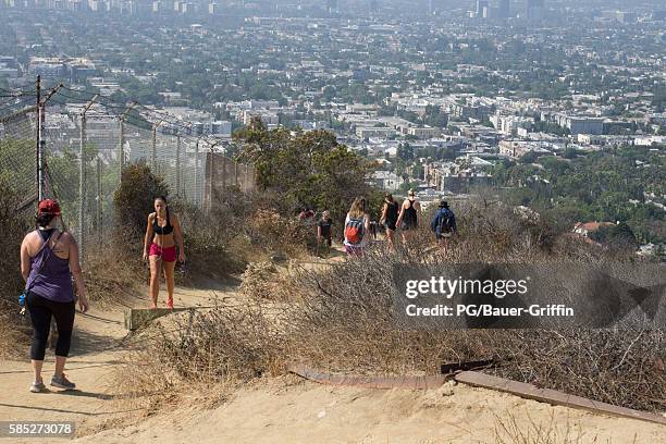 View of the re-opening of Runyon Canyon in Hollywood. On August 02, 2016 in Los Angeles, California.