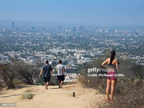 View of the re-opening of Runyon Canyon in Hollywood. On August 02, 2016 in Los Angeles, California.