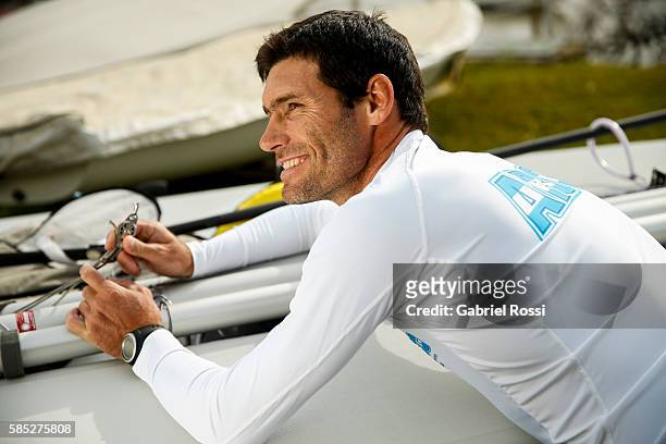 Argentine Laser sailor Julio Alsogaray poses during an exclusive portratit session at Yatch Club Argentino on June 24, 2016 in Buenos Aires,...