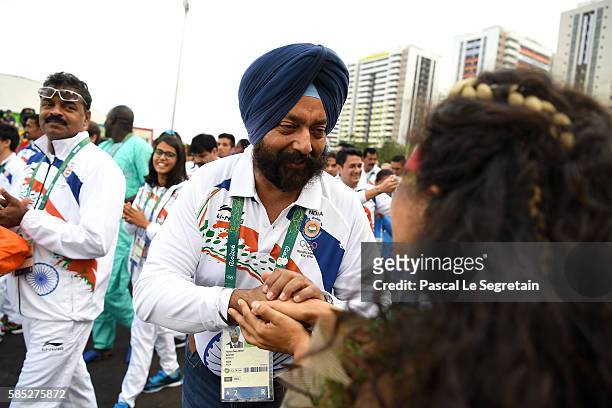 Team of India for Rio 2016 Olympic Games attend the welcome ceremony at the athletes village on August 2, 2016 in Rio de Janeiro, Brazil.