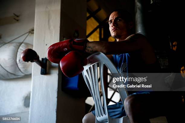 Lightweight boxer Ignacio Perrin of Argentina during a training session at CeNARD on July 16, 2015 in Buenos Aires, Argentina.