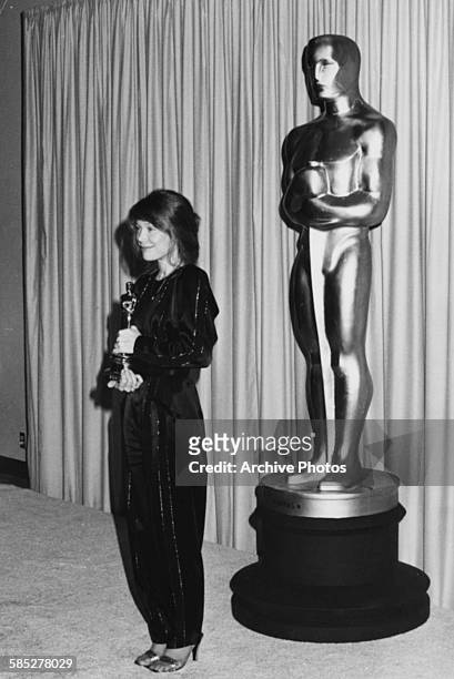Actress Sissy Spacek holding her Best Actress Oscar for the film 'The Coal Miners Daughter' at the 53rd Academy Awards, Los Angeles, March 31st 1981.