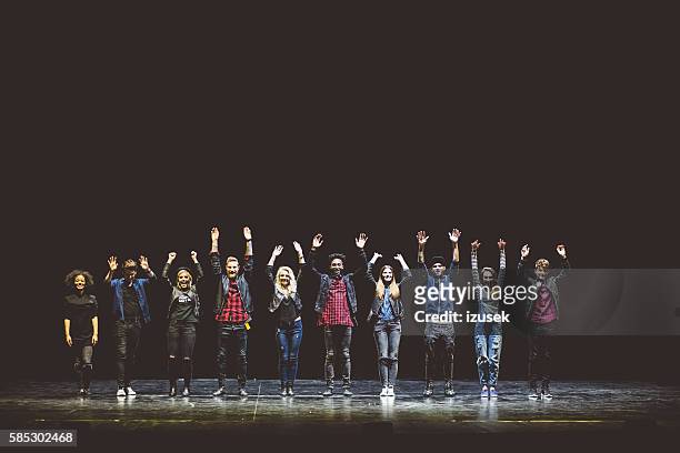 group of young performers on the stage - actor imagens e fotografias de stock