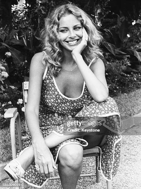 Portrait of actress Sydne Rome on the set of the film 'Stop Calling Me Baby!' in Nice, circa 1976.