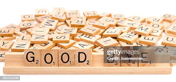 good bye - scrabble stock pictures, royalty-free photos & images