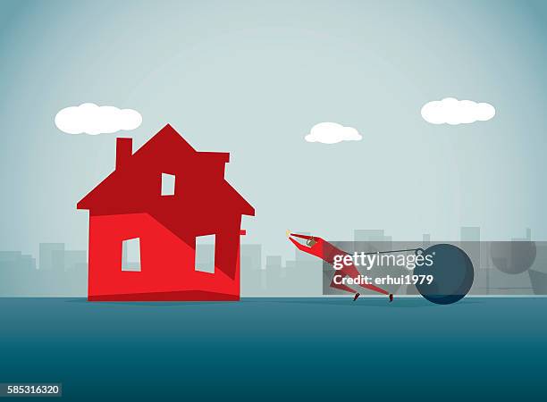 bondage - ball and chain house stock illustrations