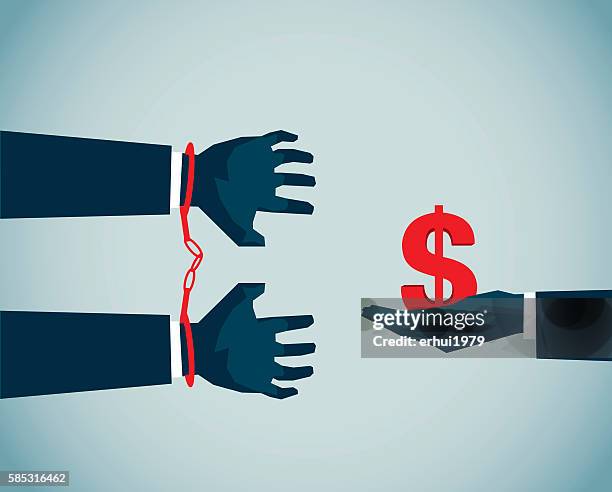 bribing - holding handcuffs stock illustrations