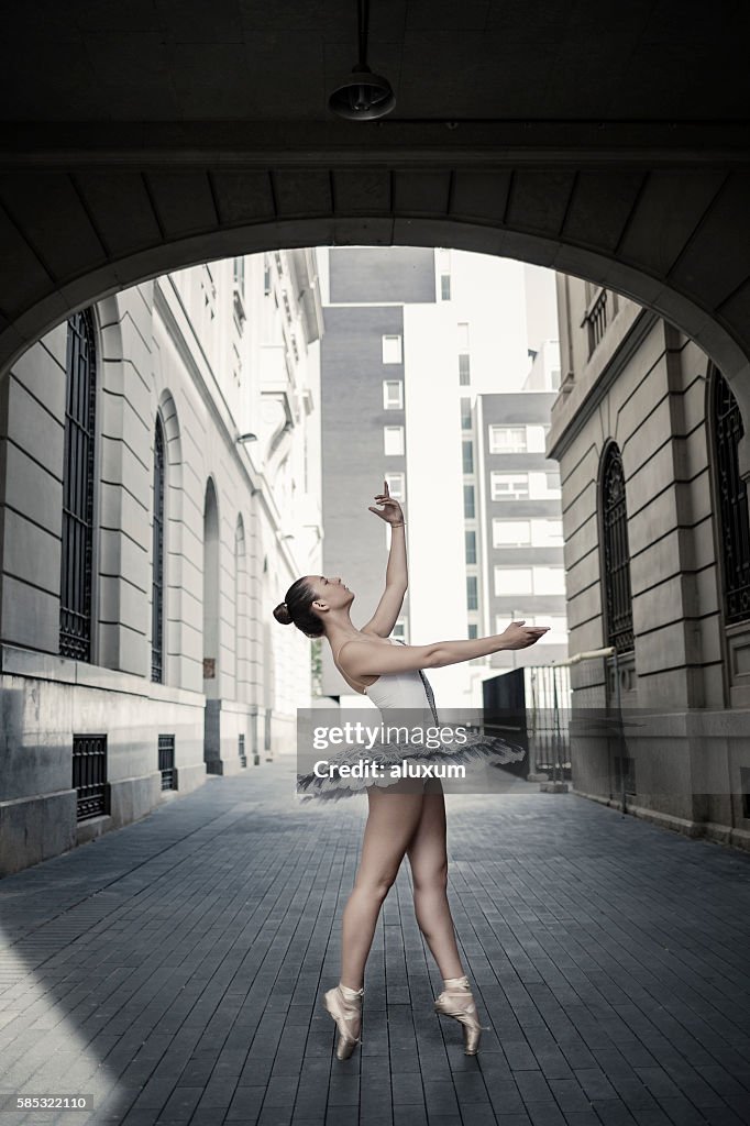 Ballerina dancing in the city