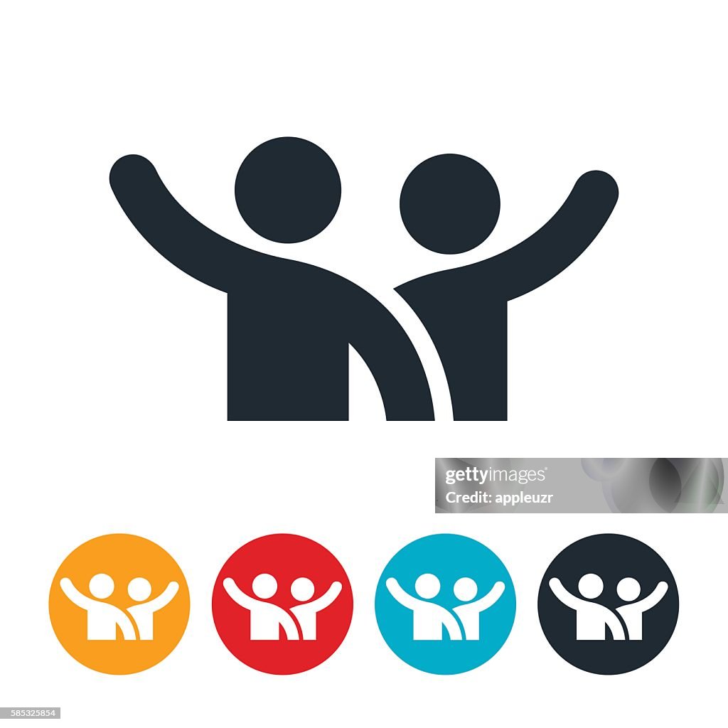 Two People Waving Icon