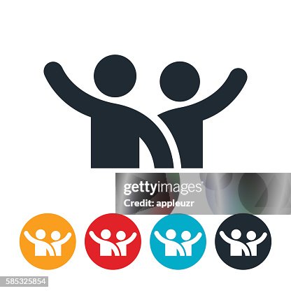Two People Waving Icon Two People Waving Icon