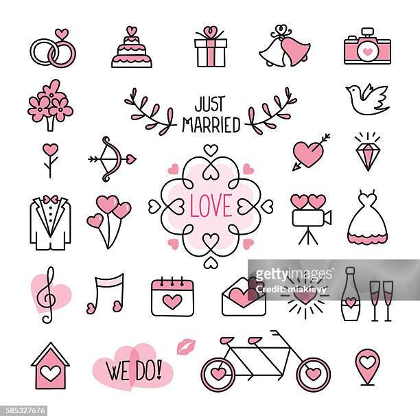 ilustrações, clipart, desenhos animados e ícones de ícones de casamento - carta de amor