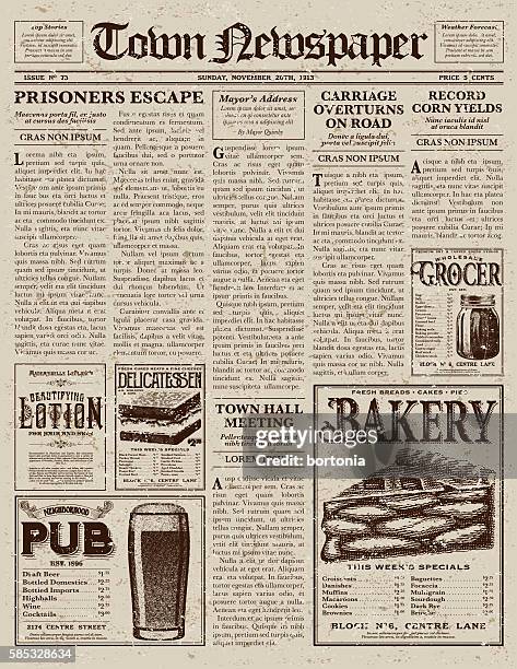 vintage victorian style newspaper design template - newspaper advertisement stock illustrations