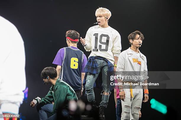 Musical group Shinee perform at KCON LA 2016 at L.A. LIVE on July 30, 2016 in Los Angeles, California.