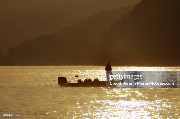 fishing on beaver lake near eureka springs, arkansas - ozark mountains fotografías e imágenes de stock