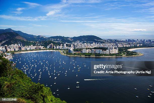 aerial view of the city of rio de janeiro from sugarloaf mountain, brazil, south america - copacabana club stock pictures, royalty-free photos & images
