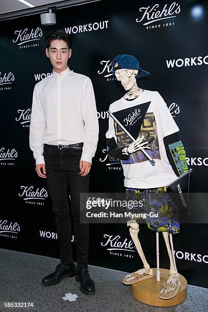 South Korean model Kim Ki-Bum attends the photocall for KIEHL'S "Age Defender" Launch on July 28, 2016 in Seoul, South Korea.