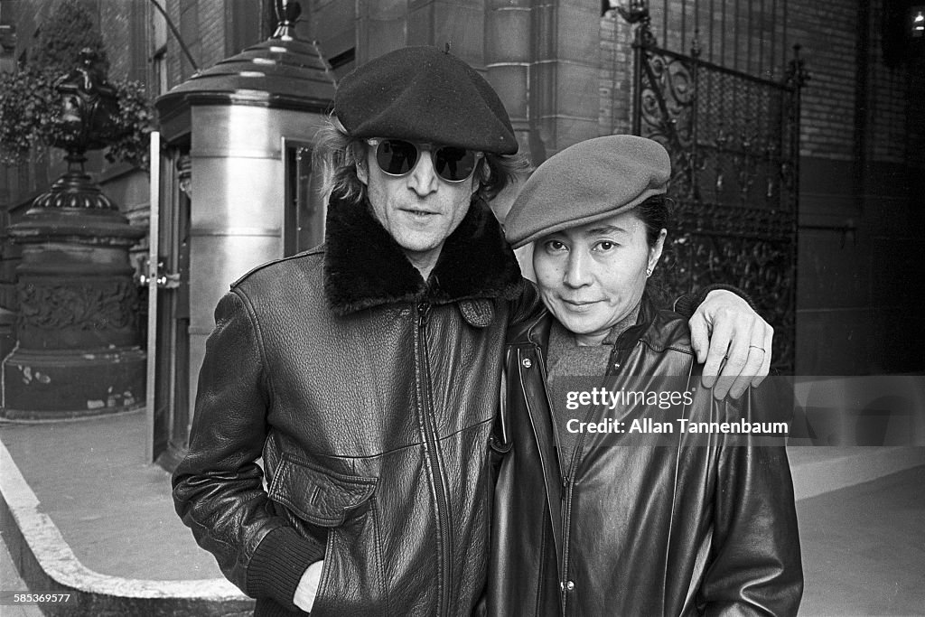 Portrait of married musicians John Lennon and Yoko Ono, both in... News ...