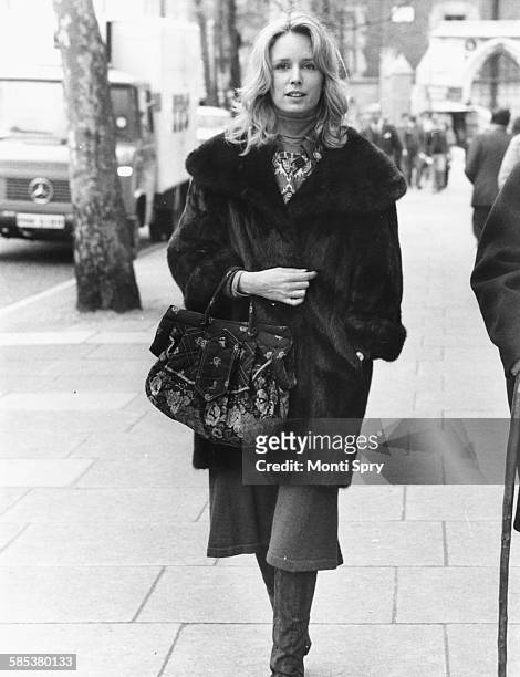 Actress Jill Townsend pictured leaving the High Court following divorce proceedings with actor Nicol Williamson, London, April 5th 1977.
