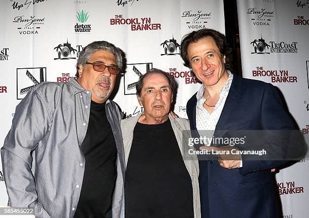 Vincent Pastore, David Proval and Federico Castelluccio attend "The Brooklyn Banker" New York Premiere at SVA Theatre on August 2, 2016 in New York...