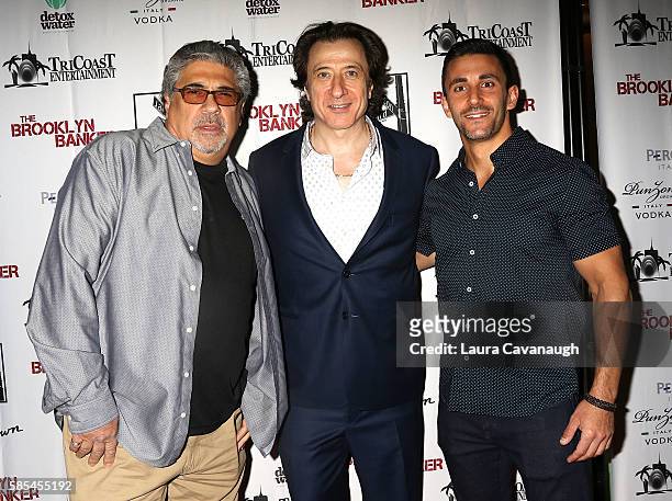 Vincent Pastore, Federico Castelluccio and Jason Cerbone attend "The Brooklyn Banker" New York Premiere at SVA Theatre on August 2, 2016 in New York...