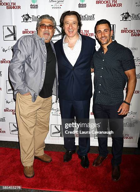 Vincent Pastore, Federico Castelluccio and Jason Cerbone attend "The Brooklyn Banker" New York Premiere at SVA Theatre on August 2, 2016 in New York...