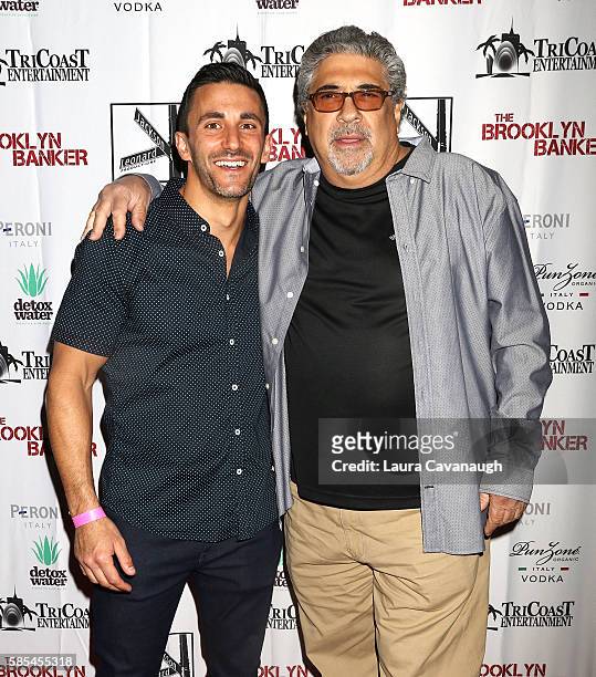 Jason Cerbone and Vincent Pastore attend "The Brooklyn Banker" New York Premiere at SVA Theatre on August 2, 2016 in New York City.