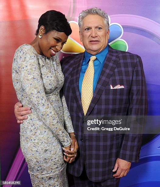 Actors Jennifer Hudson and Harvey Fierstein arrive at the 2016 Summer TCA Tour - NBCUniversal Press Tour Day 1 at The Beverly Hilton Hotel on August...