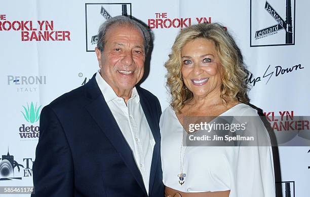 Actor Dan Grimaldi and guest attend the "The Brooklyn Banker" New York premiere at SVA Theatre on August 2, 2016 in New York City.