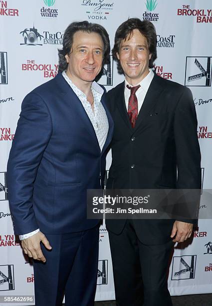 Actor/director Federico Castelluccio and composer Tim Starnes attend the "The Brooklyn Banker" New York premiere at SVA Theatre on August 2, 2016 in...