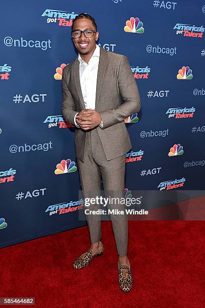 Personality Nick Cannon attends NBC's "America's Got Talent" Season 11 Live Show at Dolby Theatre on August 2, 2016 in Hollywood, California.