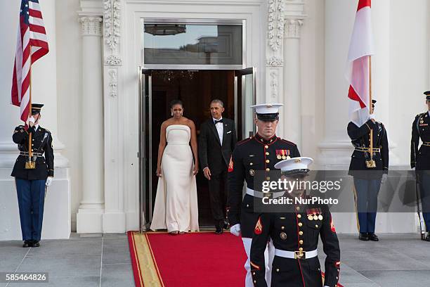 Washington, D.C. On Tuesday, August 2, First Lady Michelle Obama, and President Barack Obama, step out onto the North Portico of the White House, in...
