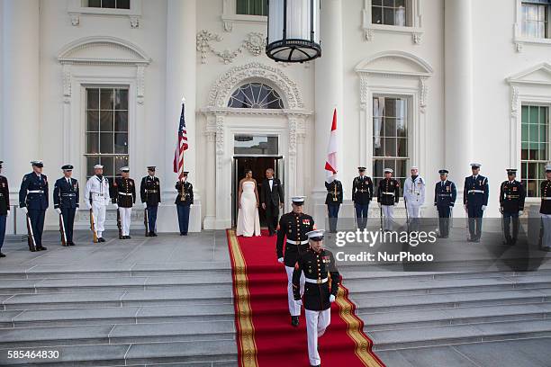 Washington, D.C. On Tuesday, August 2, First Lady Michelle Obama, and President Barack Obama, step out onto the North Portico of the White House, in...