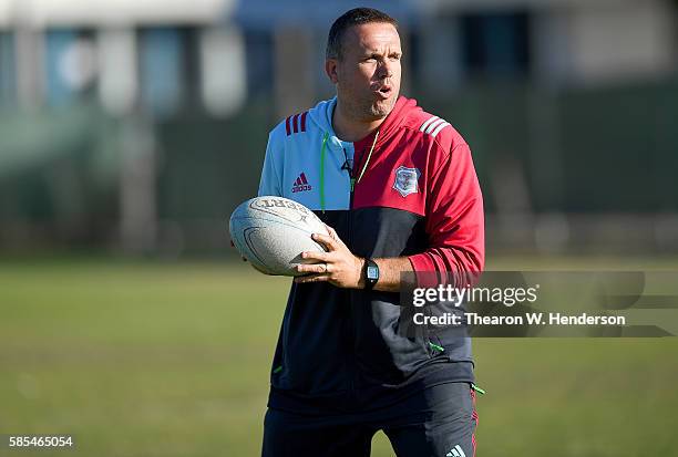 Tony Diprose Academy and Global Development Director of Harlequins coaches women's rugby clubs from the Bay Area at San Francisco Golden Gate RFC on...