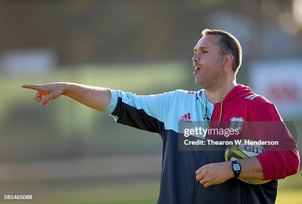Tony Diprose Academy and Global Development Director of Harlequins coaches women's rugby clubs from the Bay Area at San Francisco Golden Gate RFC on...