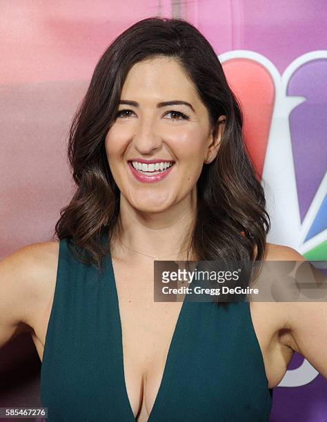 Actress D'Arcy Carden arrives at the 2016 Summer TCA Tour - NBCUniversal Press Tour Day 1 at The Beverly Hilton Hotel on August 2, 2016 in Beverly...