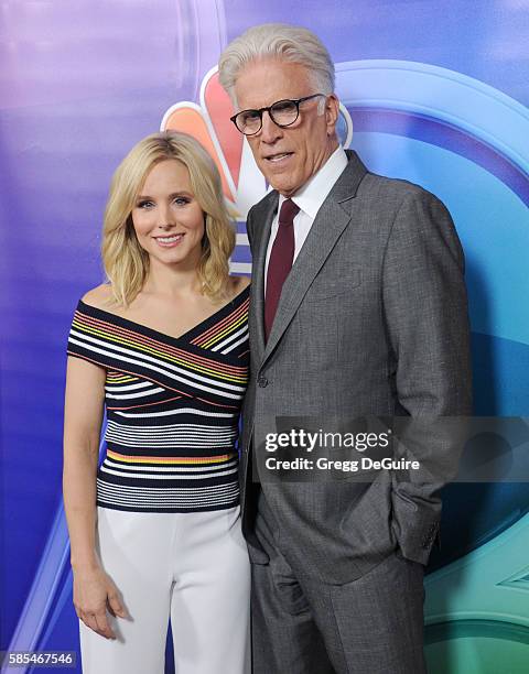 Actors Kristen Bell and Ted Danson arrive at the 2016 Summer TCA Tour - NBCUniversal Press Tour Day 1 at The Beverly Hilton Hotel on August 2, 2016...