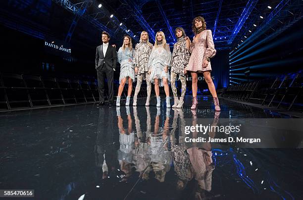 Ambassadors for David Jones, Jesinta Campbell , Jason Dundas and Jessica Gomes with other models during rehearsals ahead of the David Jones...