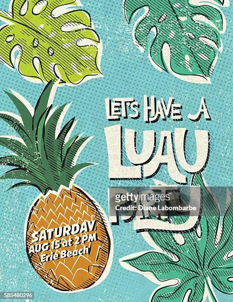 bildbanksillustrationer, clip art samt tecknat material och ikoner med vintage style luau party invitation template - 1900 talsstil