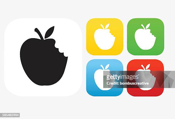 illustrations, cliparts, dessins animés et icônes de apple icône conception graphique plate - pomme croquée