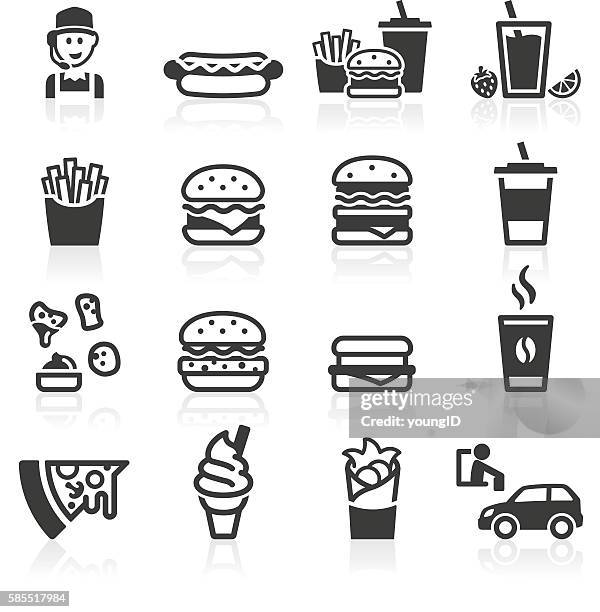 hamburger fast food icons - french fries vector stock illustrations
