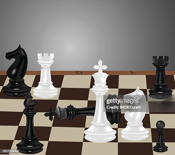 chess pieces with chessboard - checkmate stock illustrations