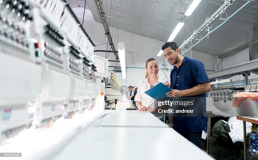 People working at an embroidery factory