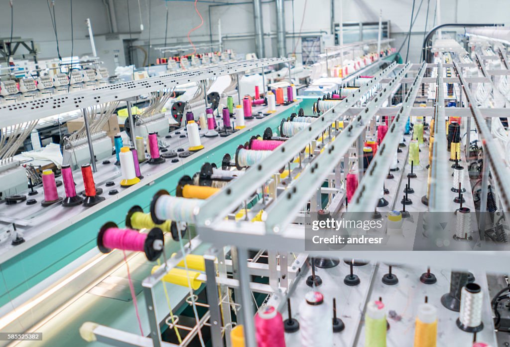 Embroidery machine at a clothing factory