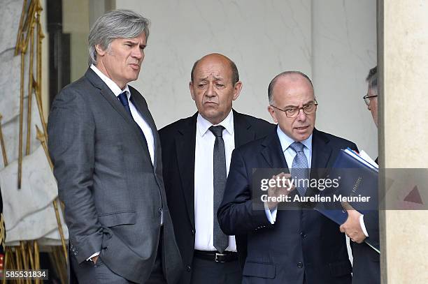 French Minister of Agriculture and Forestry, Gouvernment Spokesman Stephane Le Foll , French Minister of Defence Jean-Yves Le Drian and French...