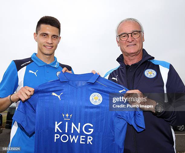 Leicester City unveil new signing Bartosz Kapustka pictured with manager Claudio Ranieri as he flies straight out to Stockholm for the ICC tournament...