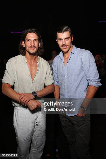 Jarrod Scott poses during the After Party following the David Jones Spring/Summer 2016 Fashion Launch at Fox Studios on August 3, 2016 in Sydney,...