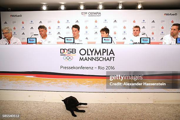 Cat is seeing during a press conference of the German Olympic Swimming team at the 'Deutsche Haus Rio 2016' ahead of the Rio 2016 Olympic Games on...