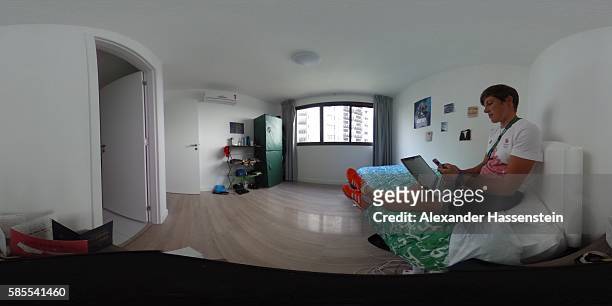 Fiona Pennie of the Great Britain Canoe Slalom team in her appartment at the Olympic Village ahead of the Rio 2016 Olympic Games on August 2, 2016 in...