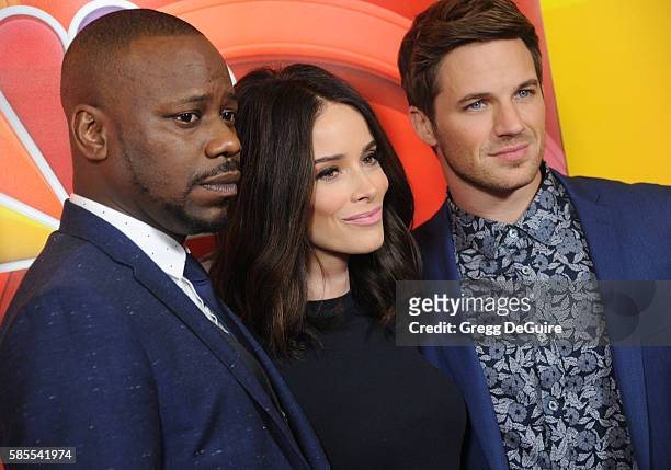 Actors Malcolm Barrett, Abigail Spencer and Matt Lanter arrive at the 2016 Summer TCA Tour - NBCUniversal Press Tour Day 1 at The Beverly Hilton...